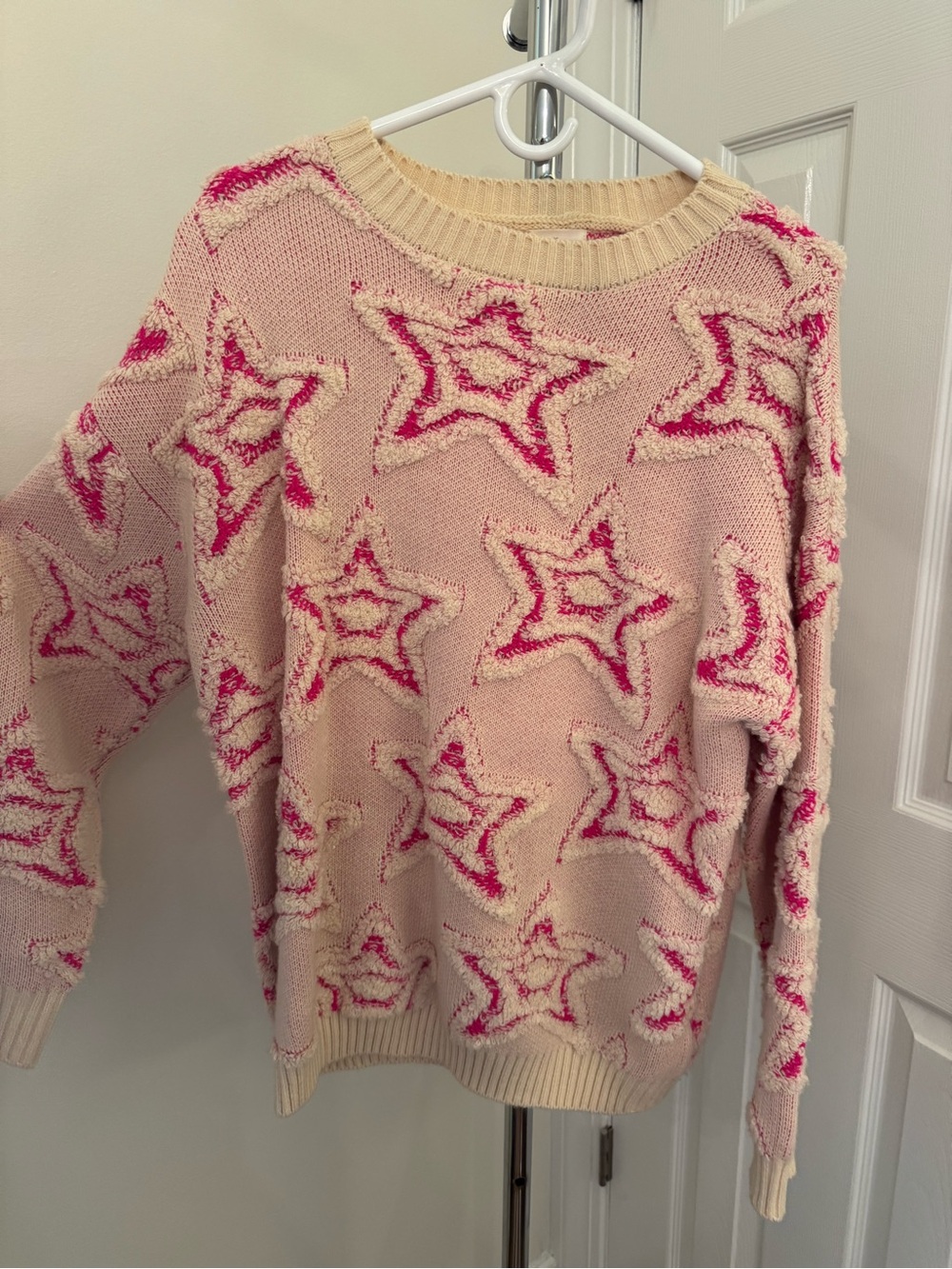Blue Buttercup Cozy Pink Star Crewneck Sweater